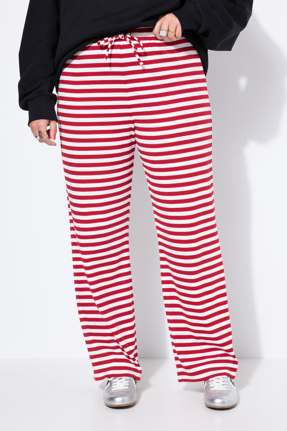 Große Größen Ringel Hose, Damen, rot, Größe: 58/60, Polyester/Viskose, Studio Untold