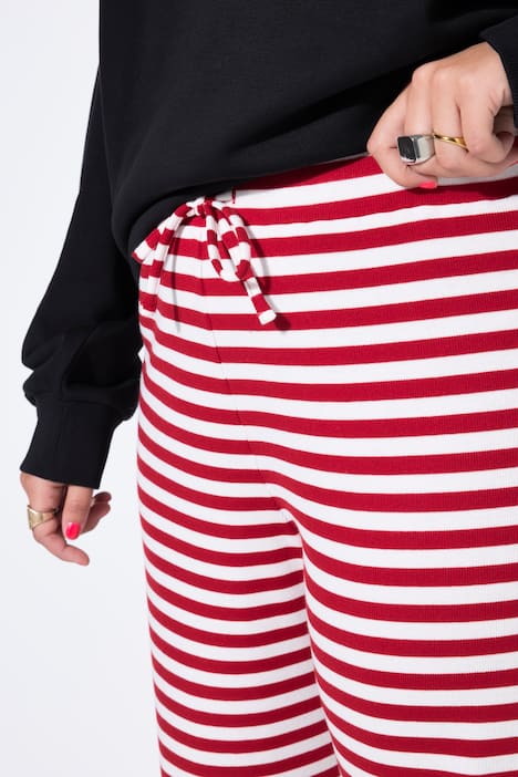 Stribede bukser, vide ben, normal talje, ribjersey