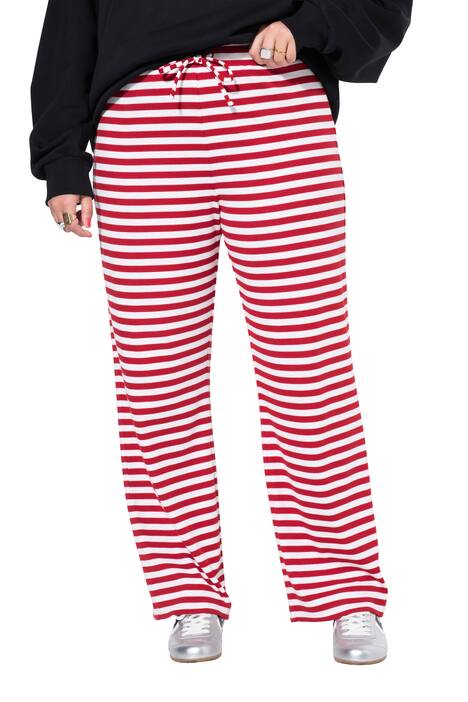 Pruhované kalhoty, široké nohavice, normální pas, žebrovaný žerzej