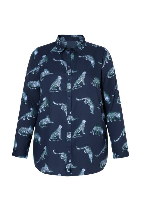 Košilová halenka, rovný střih, leopardi, dlouhé rukávy