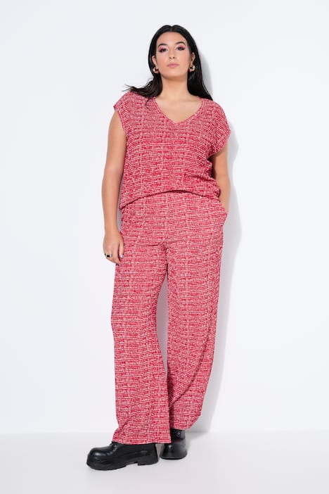 Bukser, brede ben, strutkur, elastisk linning