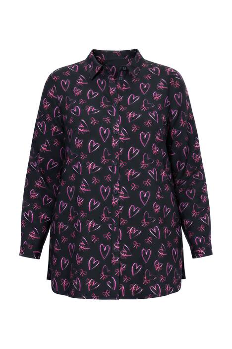 Košilová halenka, rovný střih, srdcové mašle, dlouhé rukávy