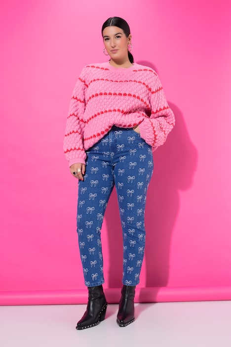 Mom-Jeans, Mom Shape, 5-Pocket, Stick-Schleifen