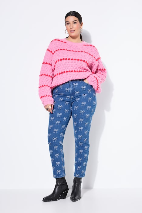 Mom-Jeans, Mom Shape, 5-Pocket, Stick-Schleifen