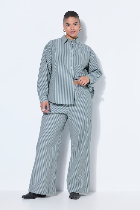 Hose, Wide Legs, Streifen, Patch, Elastikbund