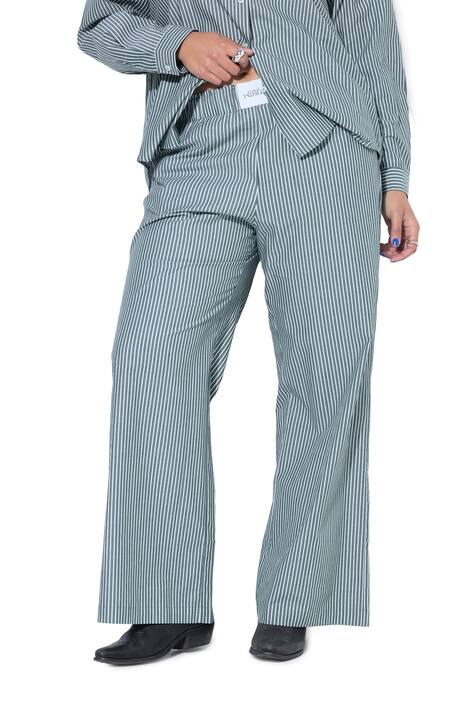 Kalhoty, široké nohavice, pruhy, pačvork, elastický pas