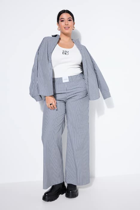 Hose, Wide Legs, Streifen, Patch, Elastikbund