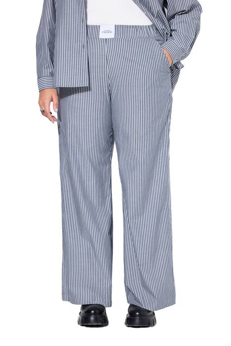 Kalhoty, široké nohavice, pruhy, pačvork, elastický pas