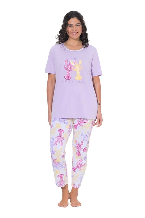 Pyžamo, potisk s humry, kulatý výstřih, polodlouhý rukáv