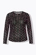 Topp, slim shape, mesh, Heart-print, lång ärm