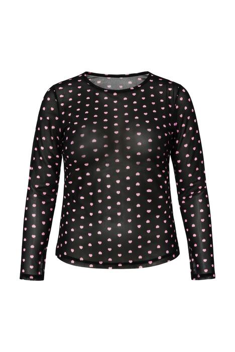 Tričko, Slim střih, síťovina, srdcový vzor, dlouhé rukávy