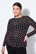 Topp, slim shape, mesh, Heart-print, lång ärm
