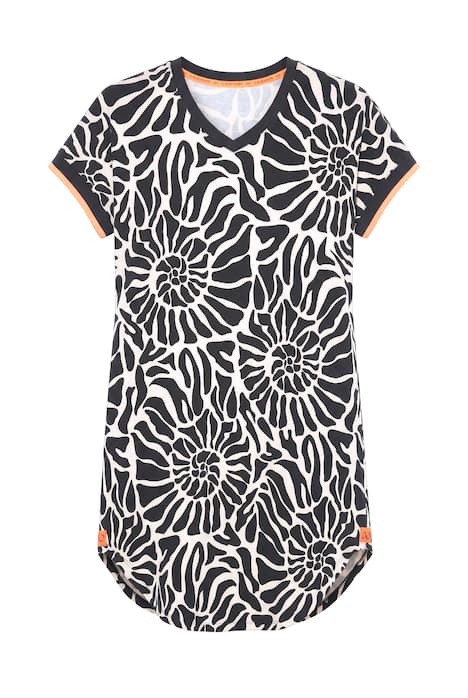 Tričko-šaty s potiskem, V výstřih, OEKO-TEX MIG