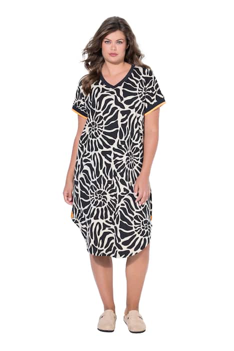 Tričko-šaty s potiskem, V výstřih, OEKO-TEX MIG