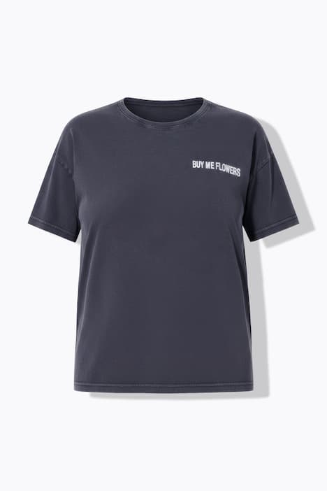 T-shirt, oversized, bloemen-statement, acid wash