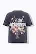 T-shirt, oversized, bloemen-statement, acid wash