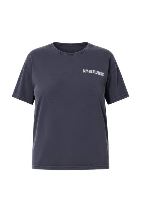 Tričko, oversize, květovaný nápis, barvený materiál