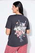 T-shirt, oversized, bloemen-statement, acid wash