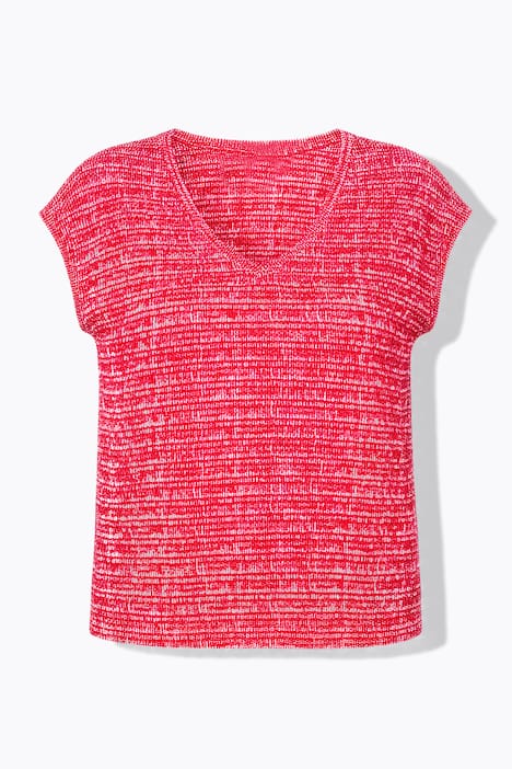 T-shirt, oversized, structuur, V-hals