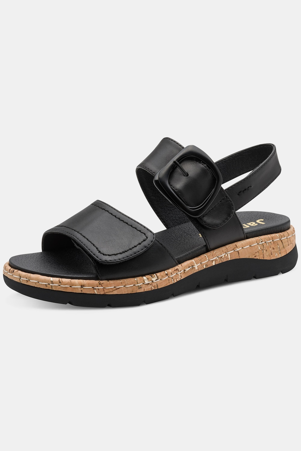 Lædersandaletter, Jana Softline, velcrostropper, bredde H