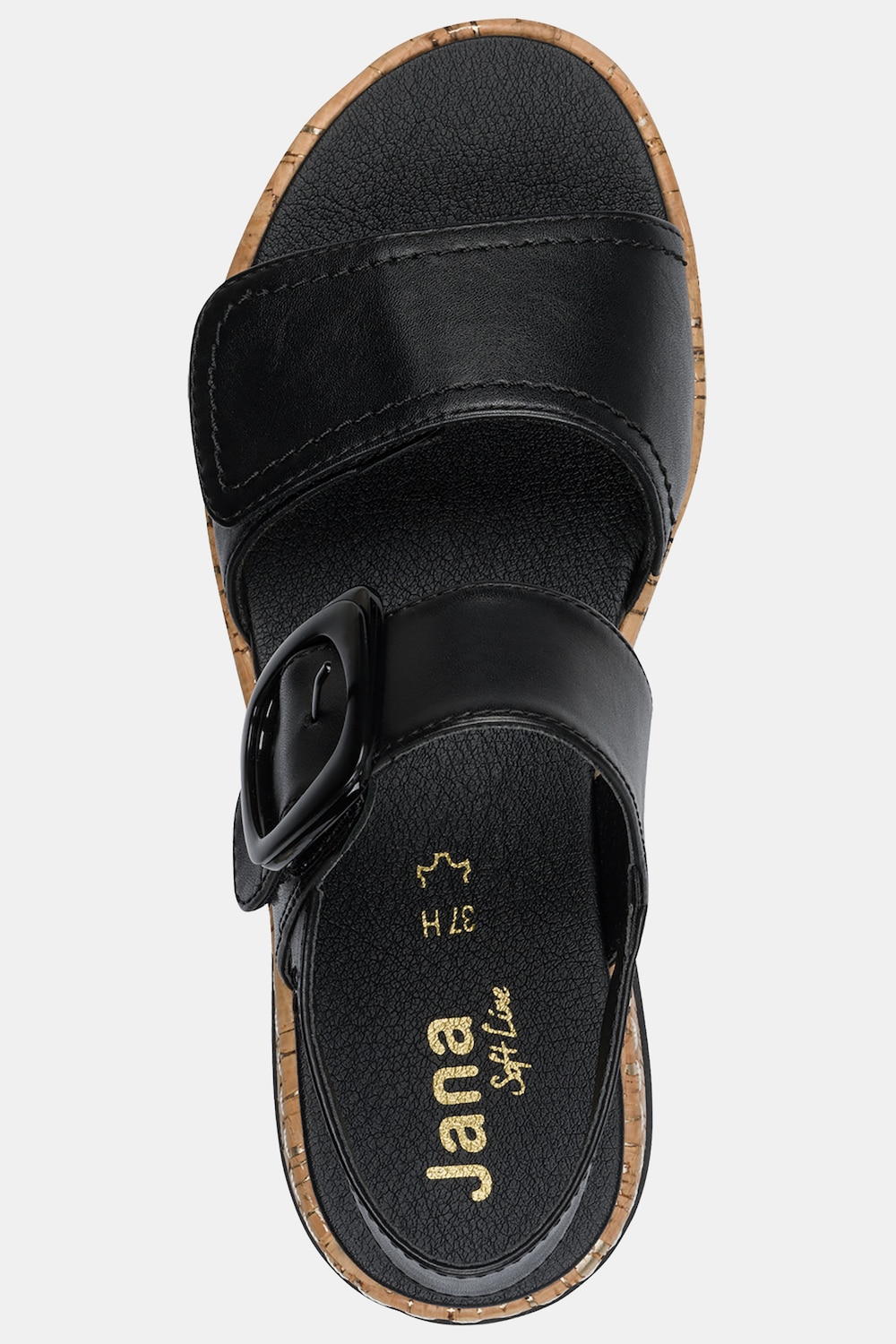Stora storlekar Skinnsandaler, Dam, svart, storlek: 38, Läder/Syntetfibrer, Ulla Popken