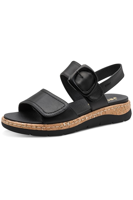 Kožené sandálky, Jana Softline, řemínek na suchý zip, šířka H