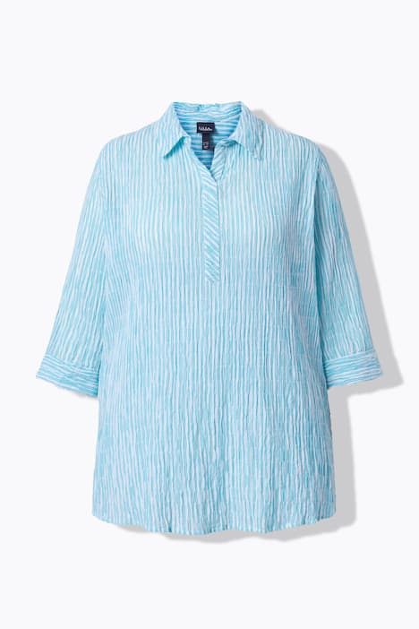Bluse, Streifen, A-Linie, Hemdkragen, Langarm