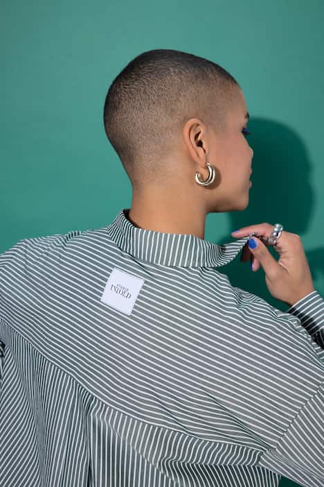 Streifenhemd, Oversize Shape, Patch
