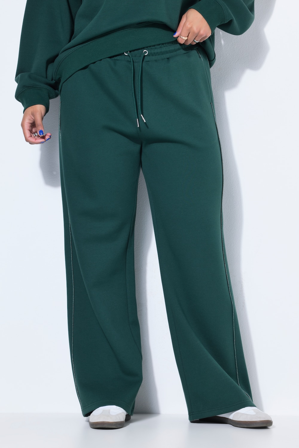 Trainingshose, Wide Legs, Paspel-Streifen, High Waist