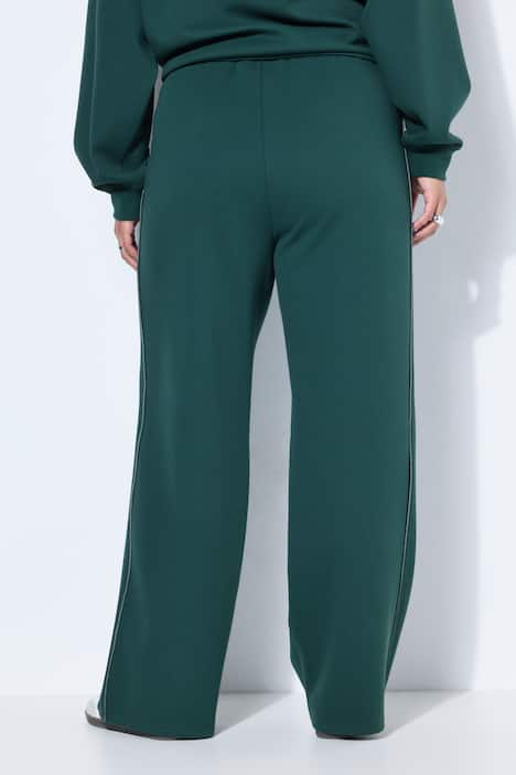 Joggingbroek, wijde pijpen, gebiesde streep, hoge taille