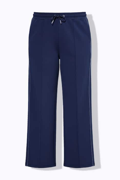 Joggingbroek, wijde pijpen, gebiesde streep, hoge taille