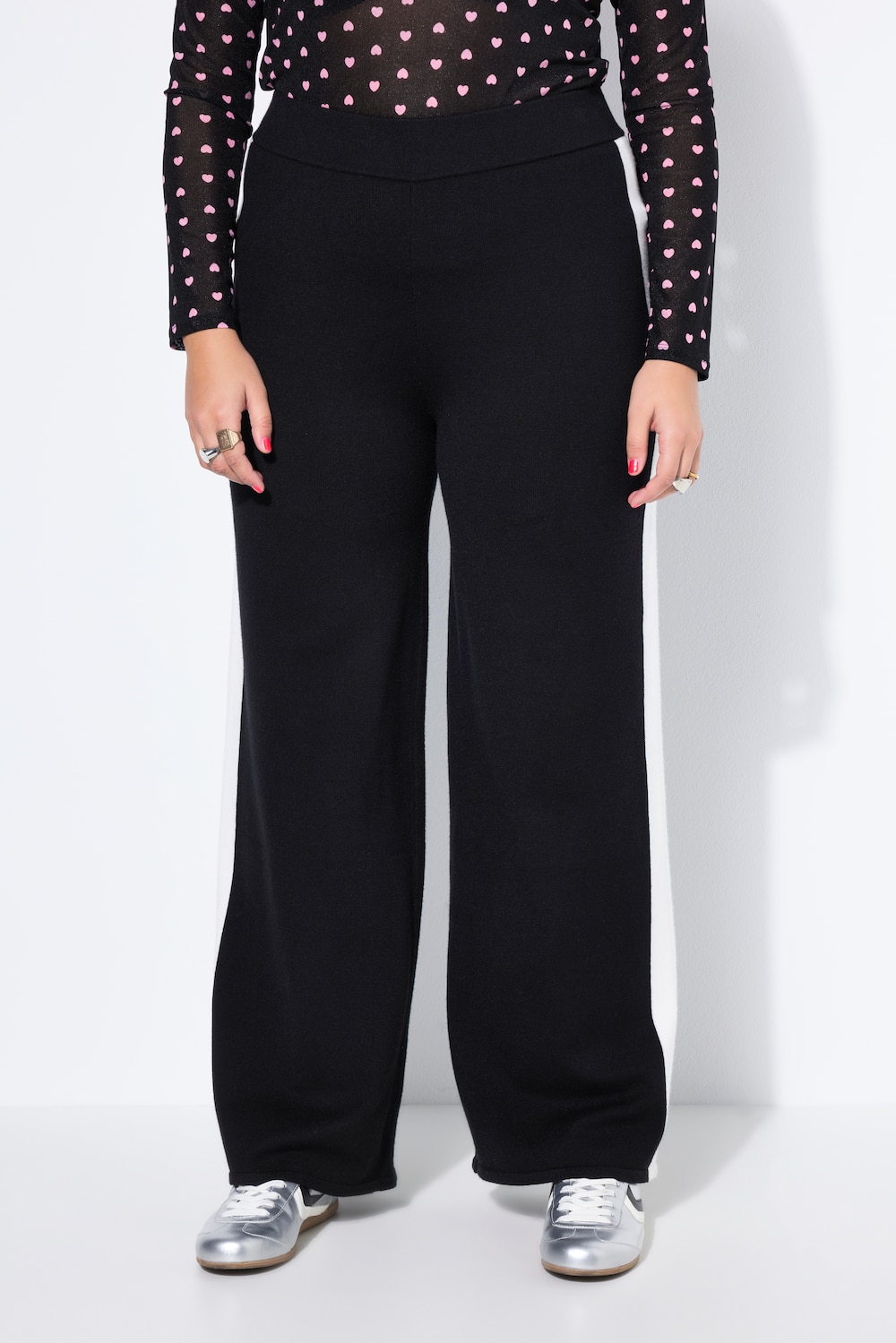 Große Größen Strickhose, Damen, schwarz, Größe: 42/44, Viskose/Synthetische Fasern/Polyester, Studio Untold