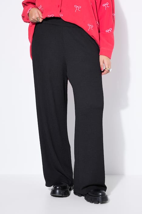 Bukser, brede ben, strutkur, elastisk linning