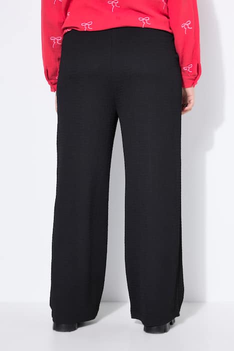 Bukser, brede ben, strutkur, elastisk linning