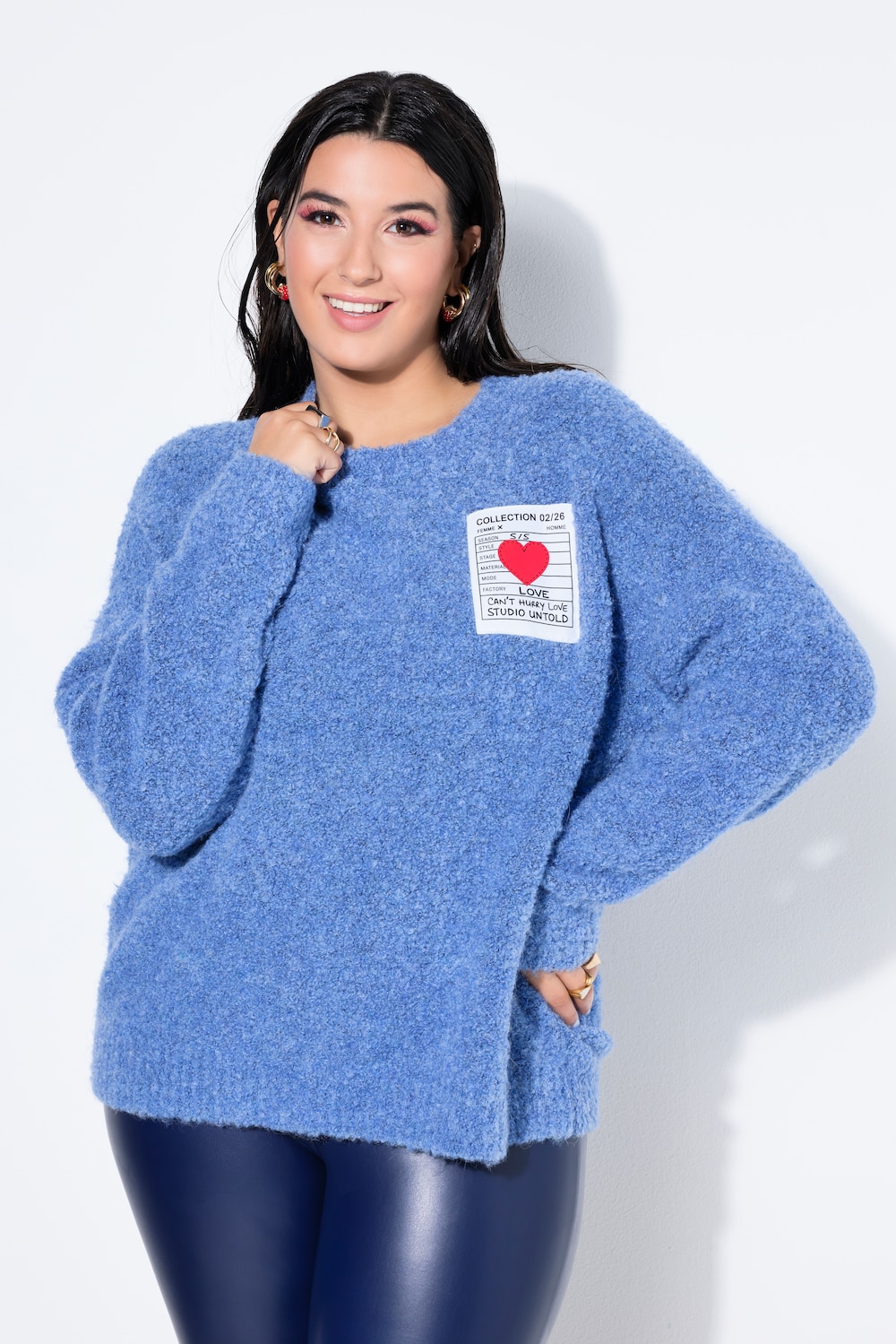 Große Größen Pullover, Damen, blau, Größe: 50/52, Polyester/Synthetische Fasern/Wolle, Studio Untold