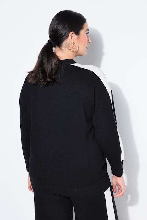 Pullover, oversized, Ärmelstreifen, Ballon-Langarm