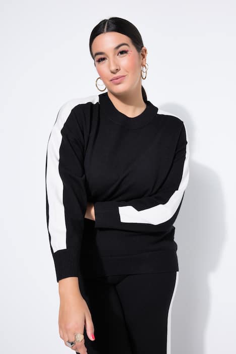 Pullover, oversized, Ärmelstreifen, Ballon-Langarm