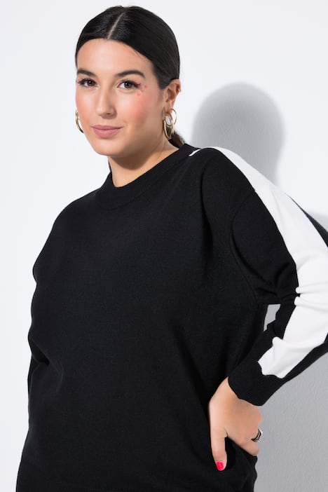 Pullover, oversized, Ärmelstreifen, Ballon-Langarm