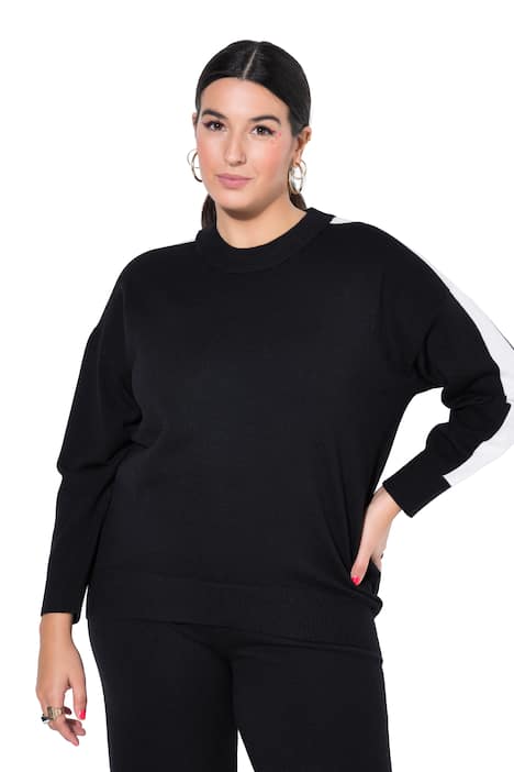 Svetr, ovesrize, pruhy na rukávech, dlouhé balónové rukávy