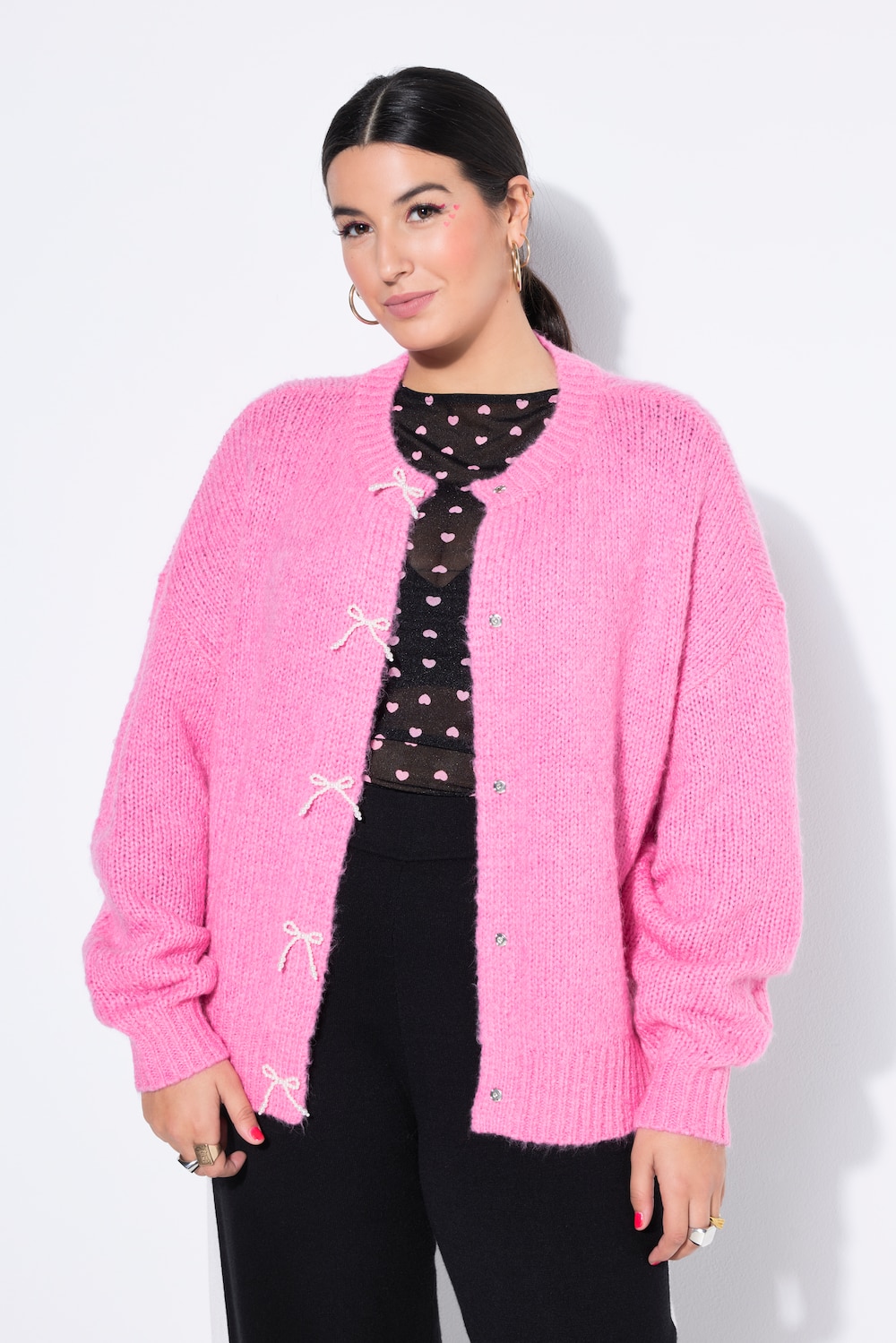 Große Größen Strickjacke, Damen, rosa, Größe: 54/56, Synthetische Fasern/Wolle, Studio Untold