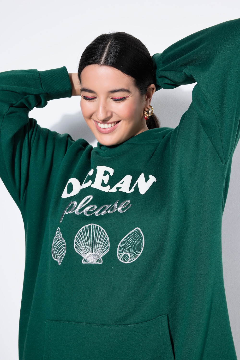 Hoodie, oversized, Statement Print, Stick, Kapuze