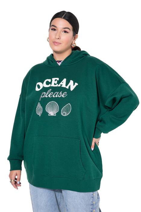 Mikina s kapucí, oversize, nápis, výšivka