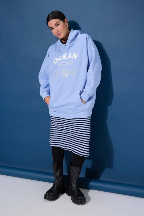 Hoodie, oversized, Statement Print, Stick, Kapuze
