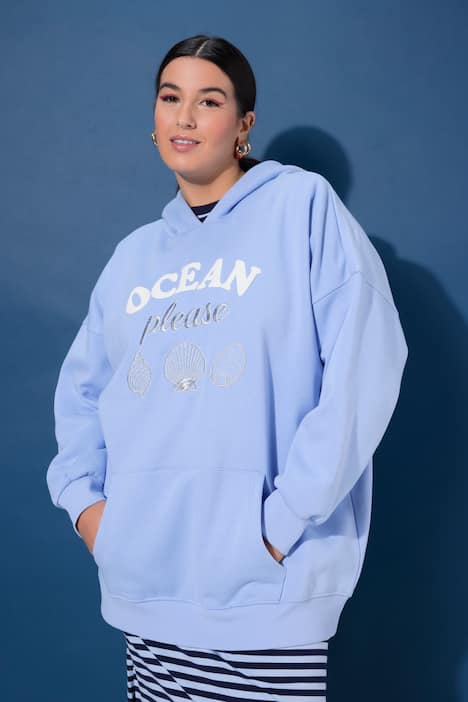 Hoodie, oversized, Statement Print, Stick, Kapuze