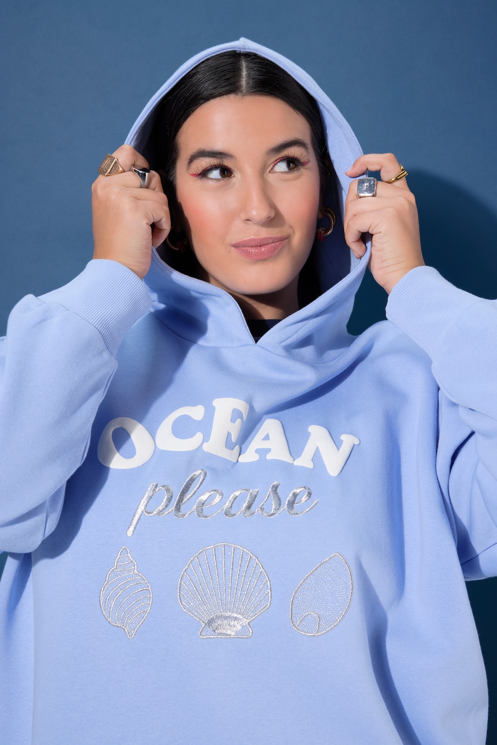 Hoodie, oversized, Statement Print, Stick, Kapuze