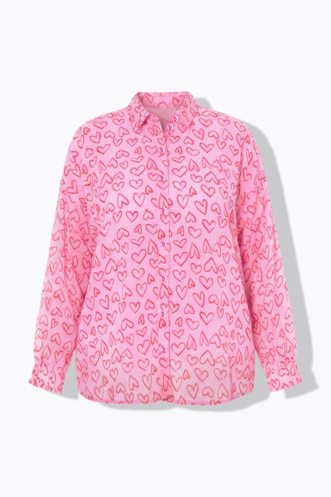 Bluse, Oversize Shape, Herz-Flockprint