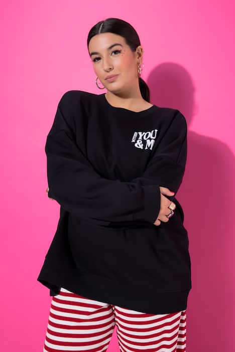 Sweatshirt, oversized, kleurrijke harten op de achterkant