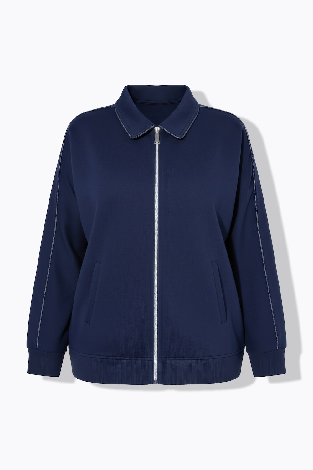 Stora storlekar Träningsjacka, Dam, blå, storlek: 42/44, Polyester/Bomull, Studio Untold
