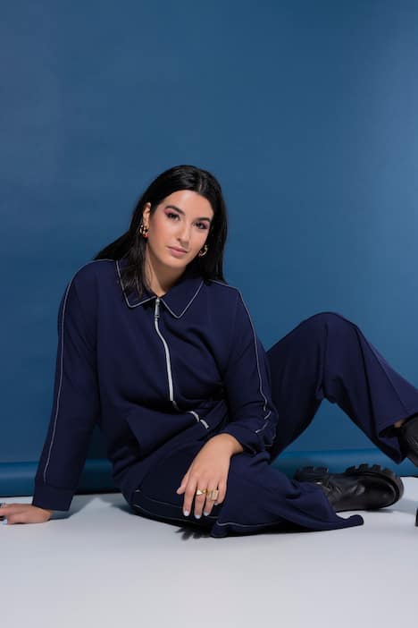 Trainingsjakke, oversized, flagermuseærmer, striber