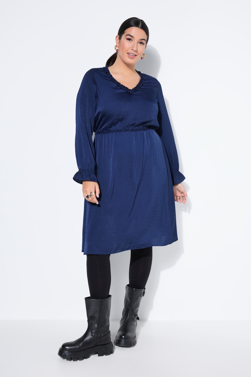 Thumbnail - Große Größen Midikleid, Damen, blau, Größe: 50/52, Polyester, Studio Untold